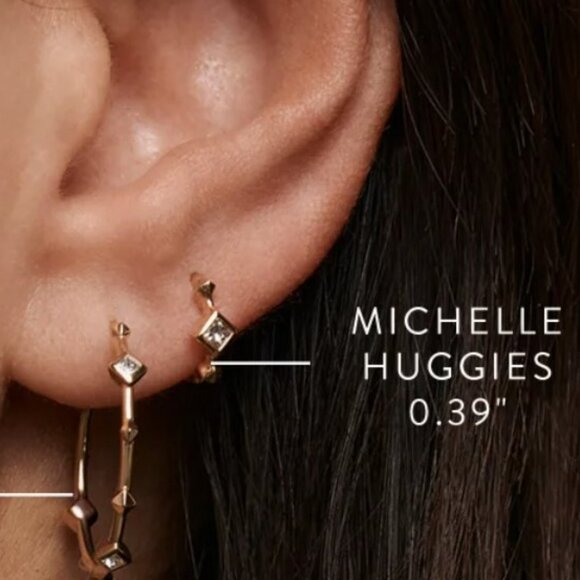 Kendra Scott Michelle 14k Diamond Huggie Earrings - Picture 6 of 6